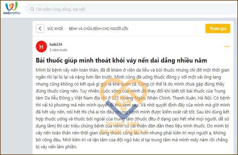 Người bệnh đánh giá cao hiệu quả chữa vảy nến của Nhất Nam An Bì Thang