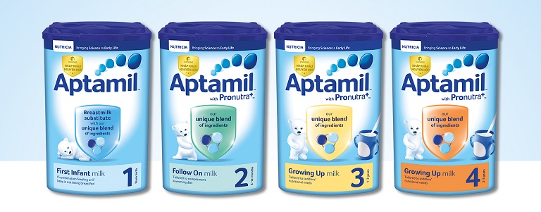 Sữa Aptamil Anh là sản phẩm nổi bật của hãng Milupa đến từ Châu Âu